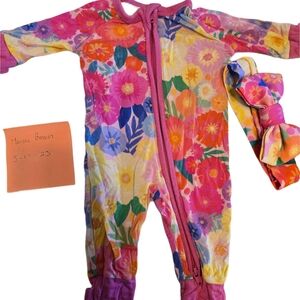 Little Sleepies Pink and Purple Footies One Piece Preemie